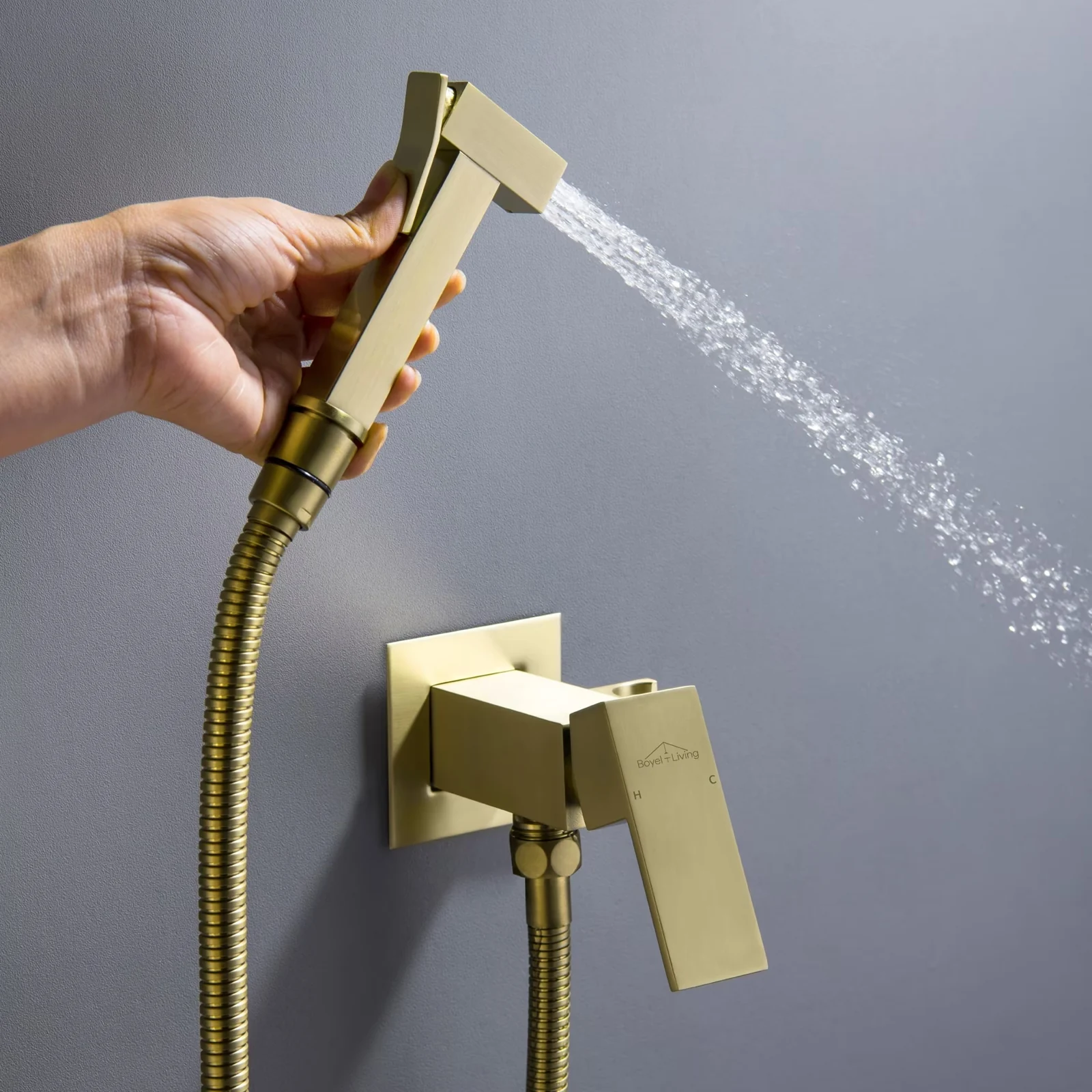 Clihome Wall Mount Single-Handle Bidet Faucet with Handle Gold Brushed