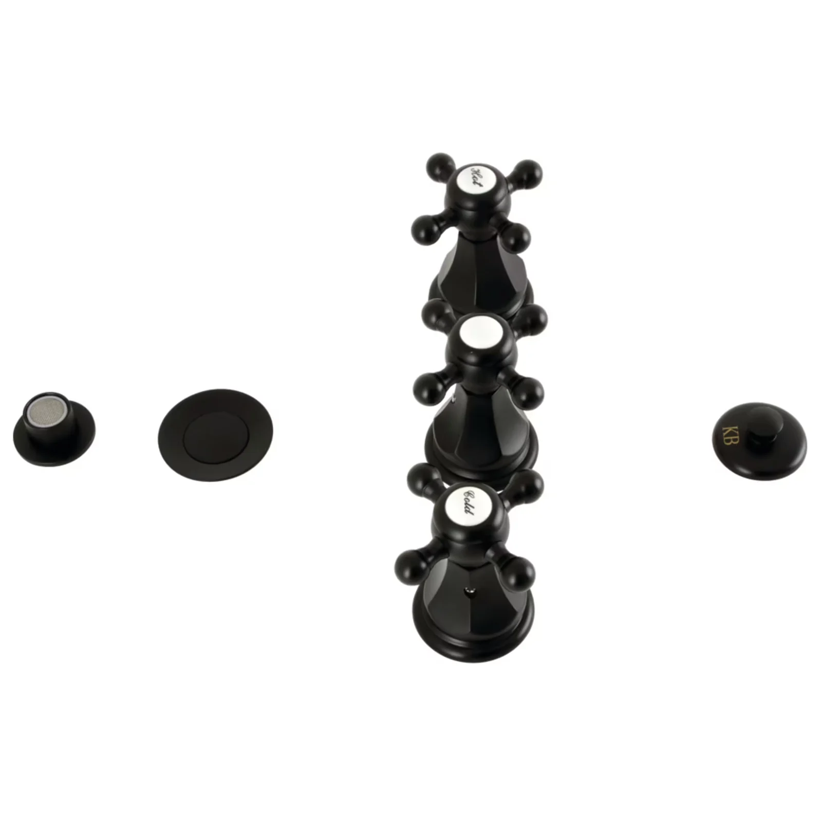 Kingston Brass KB320BX Metropolitan Three-Handle Bidet Faucet with Brass Pop-Up, Matte Black
