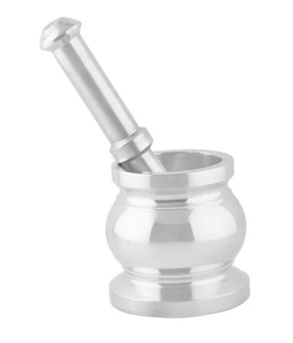 Aluminum Masher And Pestle - Round, Polished Silver Finish | Durable, Corrosion Proof, Effortless Grinding, Food Safe, Stylish Design